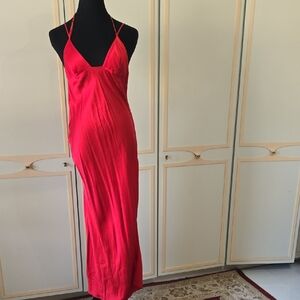 Share Victoria's Secret RED SILK Night Gown ~SEXY~ Long, Strappy, Low Cut, Backl